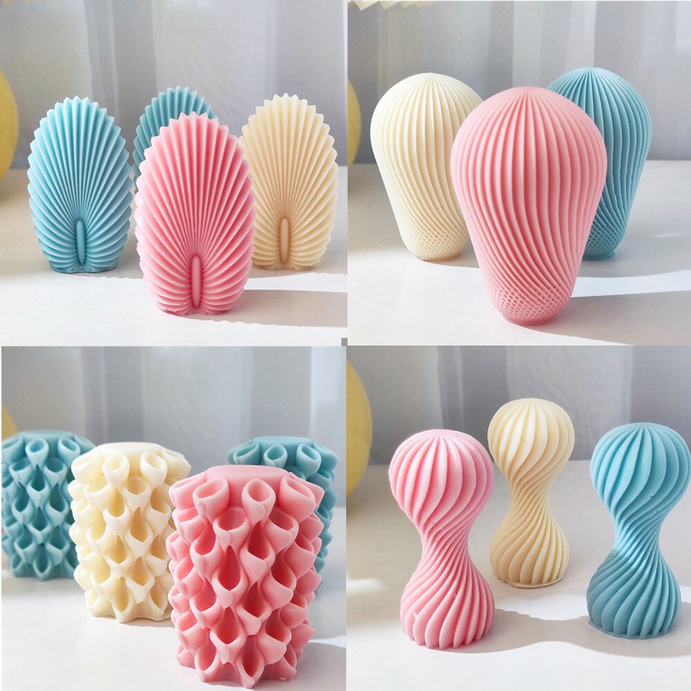 3D Swirl Twisted Knot Candle Molds Wave Twirl Taper Spiral Silicone Mould Geometric Abstract Decorative Wavy Soy Wax Mold clay