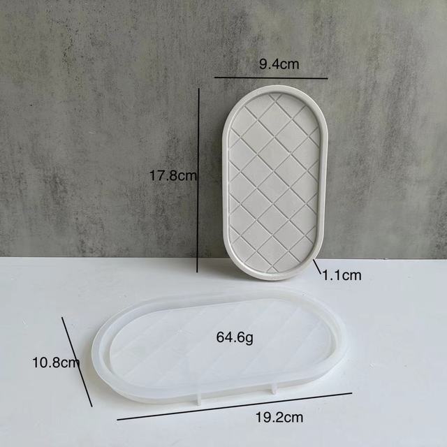 Checkerboard Round Storage Tray Silicone Mold Concrete Cement Geometric Pallet Mould DIY Round Coaster Resin Casting Molds