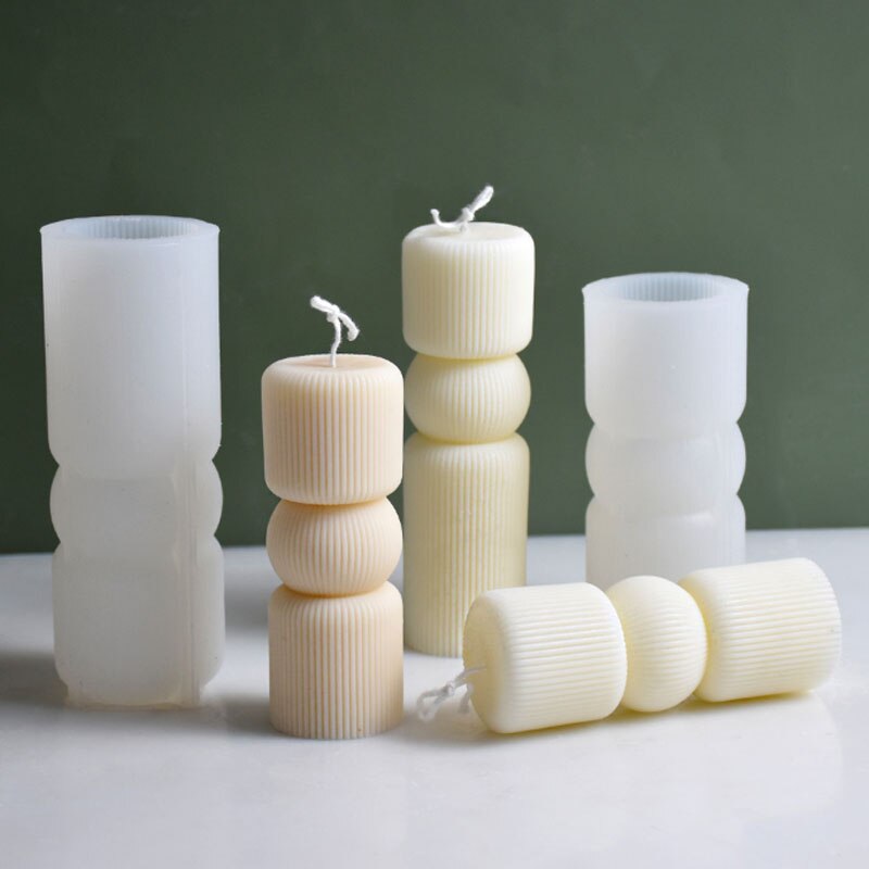 New Cylindrical Striped Candle Silicone Mold Geometry DIY Gypsum Resin Soap Candle Mold Home Party Candle Gift Making Mold