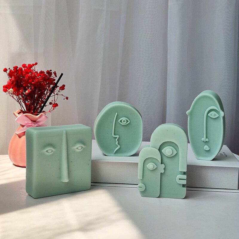 DIY Modern Creative Ceramic Human Face Expression Manual Candle Silicone Mold Aromatherapy Gypsum Decoration Resin Mold