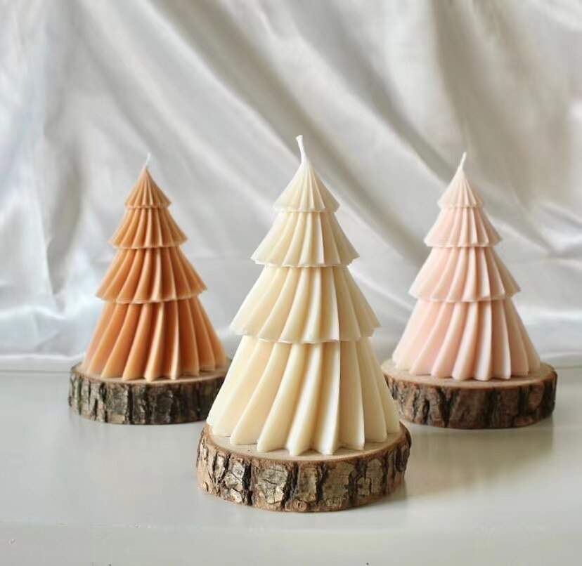 Large Geometric Spinning Pine Silicone Candle Mold Handmade Christmas Tree Aromatherapy Gypsum Resin Soap Mould Home Decor Gifts