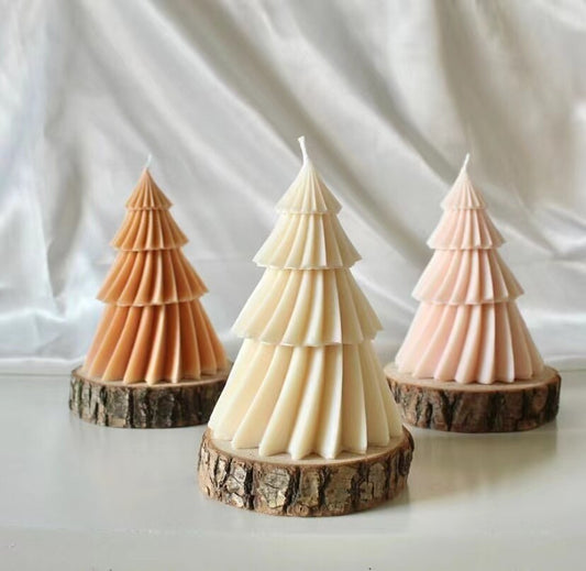 Large Geometric Spinning Pine Silicone Candle Mold Handmade Christmas Tree Aromatherapy Gypsum Resin Soap Mould Home Decor Gifts