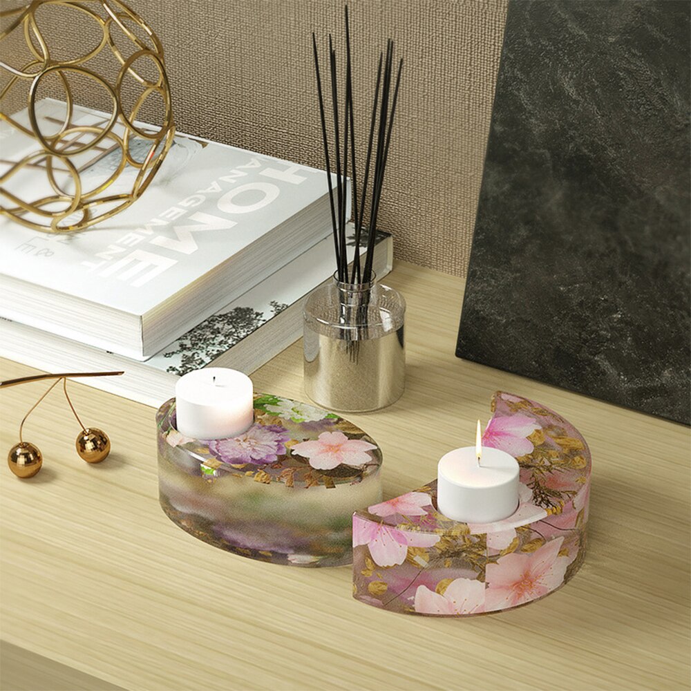 DIY Candlestick Resin Silicone Mold Concrete Candle Moon Heart Oval Rectangle Candle Stand Mold Gypsum Epoxy Resin Mold Ornament