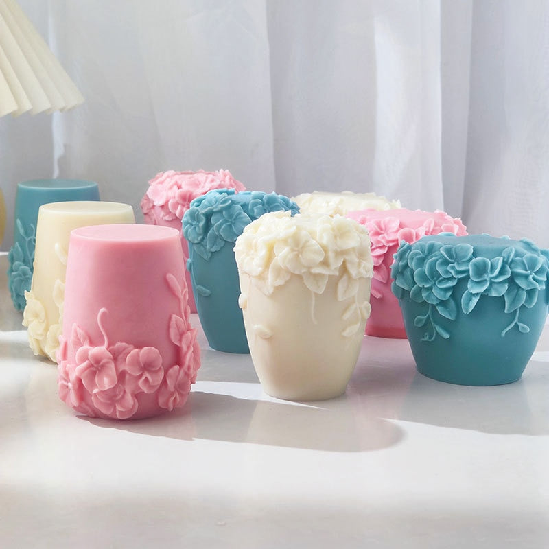 New Nordic Rattan Flowers Silicone Candle Mold Gypsum form Carving Art Aromatherapy Plaster Home Decoration Mold Wedding Gift