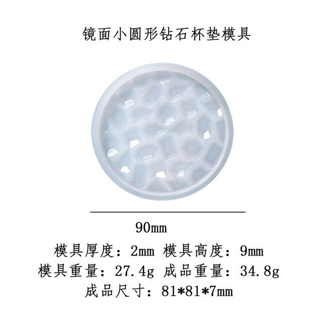 DIY Coaster Silicone Molds Crystal Epoxy Resin Mold AgatePlum Diamond Pattern Coaster Pendulum Home Decoration Cup Tray Jewelry