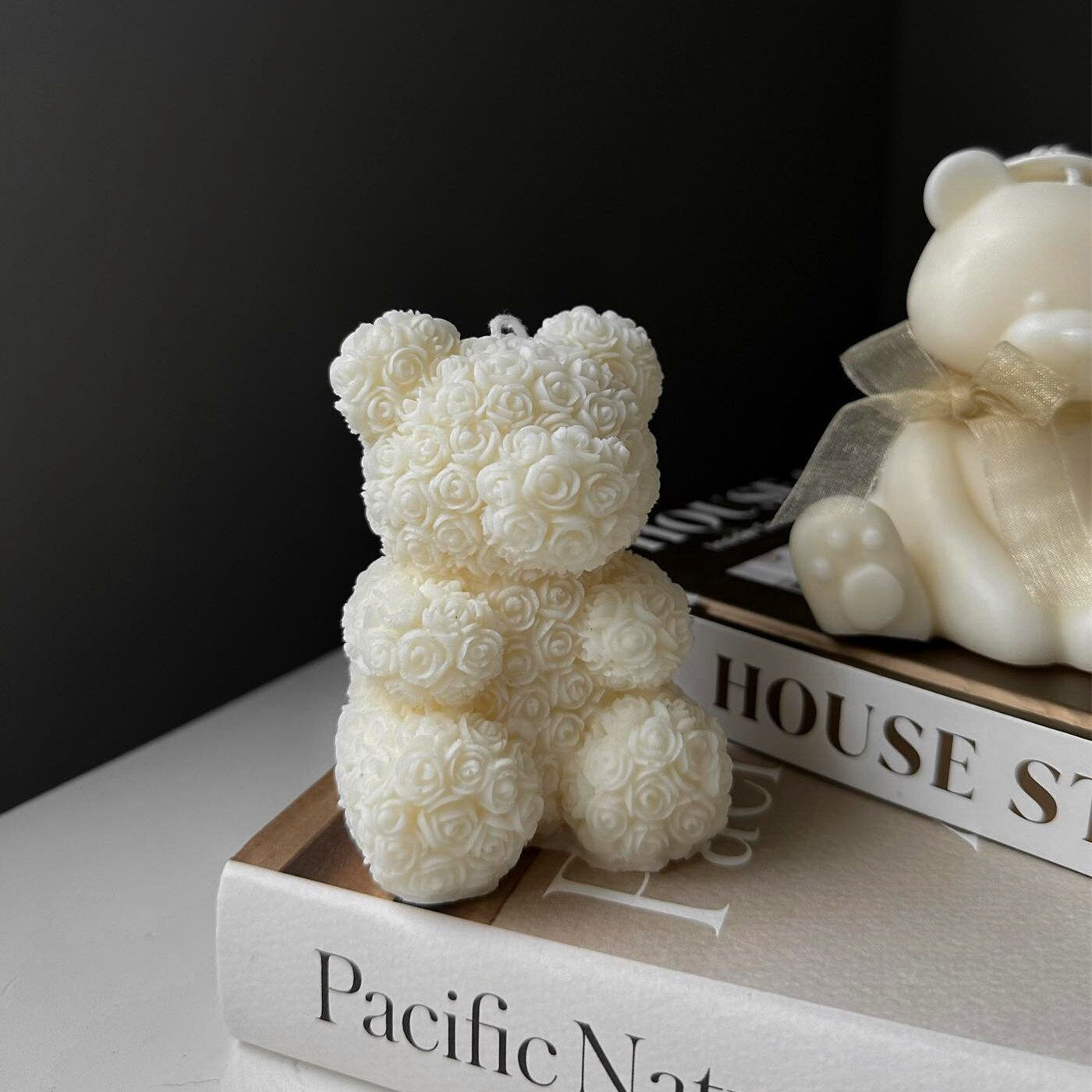 DIY Bear Candle Mold Flowers Foam Love Bear of Roses Candle Mould Chocolate Candy Cake Decor Mold for Wedding Valentine's Day