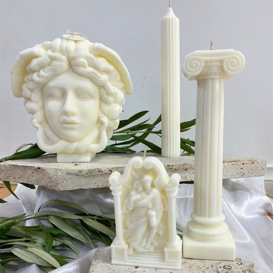 Large Medusa Bust Candle silicone Mold Geometry Acrylic Candle Mold European Style Roman Column Candle Mould Plastic Mold