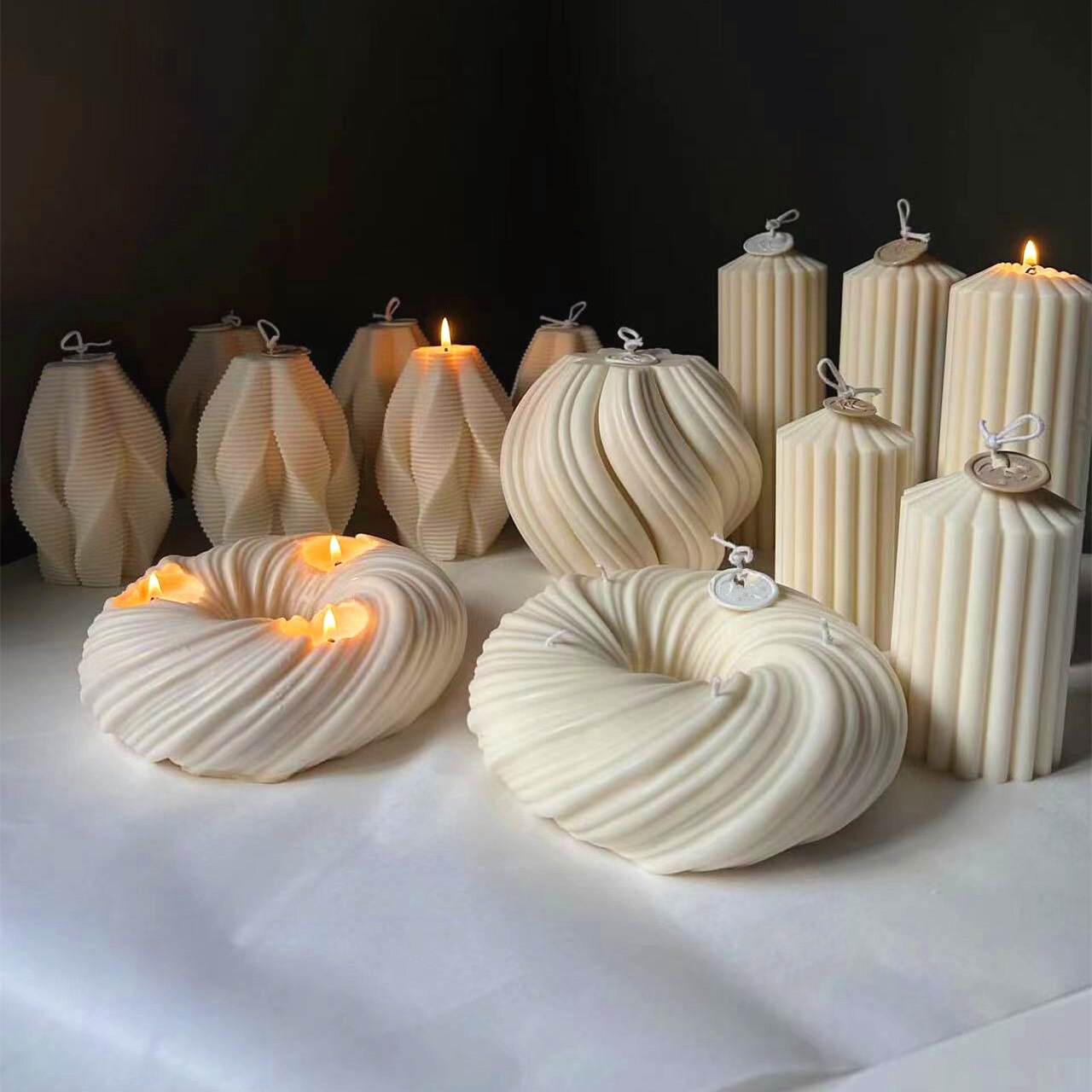 Pillar Swirl Candle Molds Wave Twirl Taper Spiral Silicone Mould Geometric Abstract Decorative Wavy Soy Wax Mold Acrylic mold