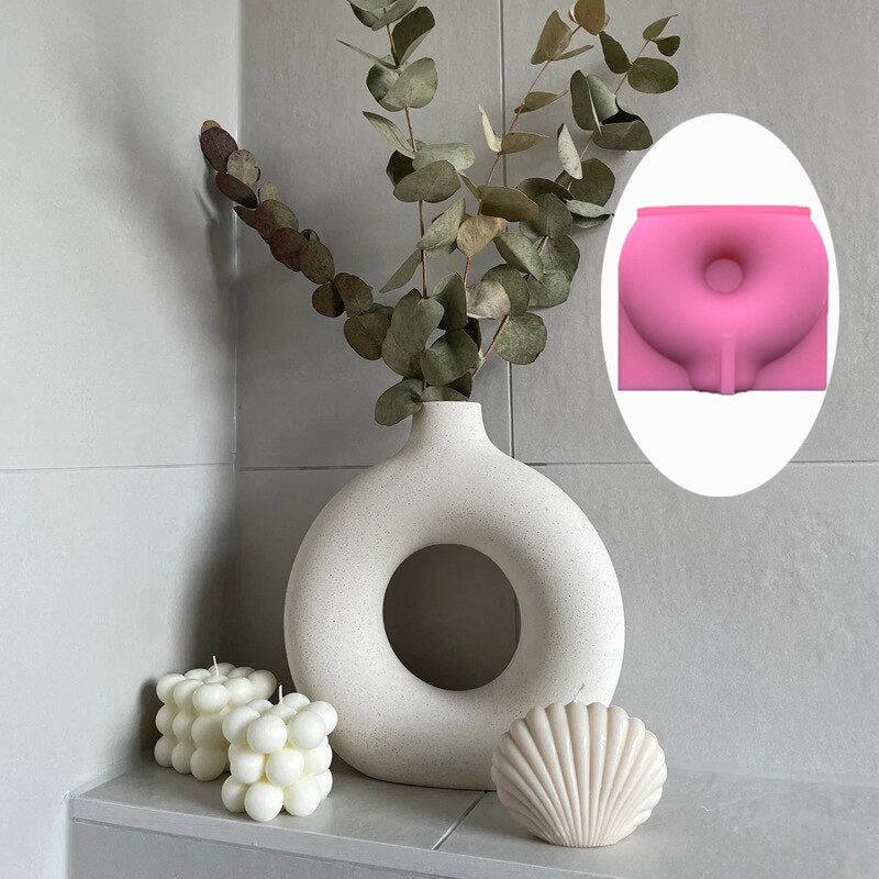 New Household Vase Shape Succulent Flower Pot Ashtray Pen Holder Silicone Mold Scented Molds For Gypsum and Concrete Stone Carve