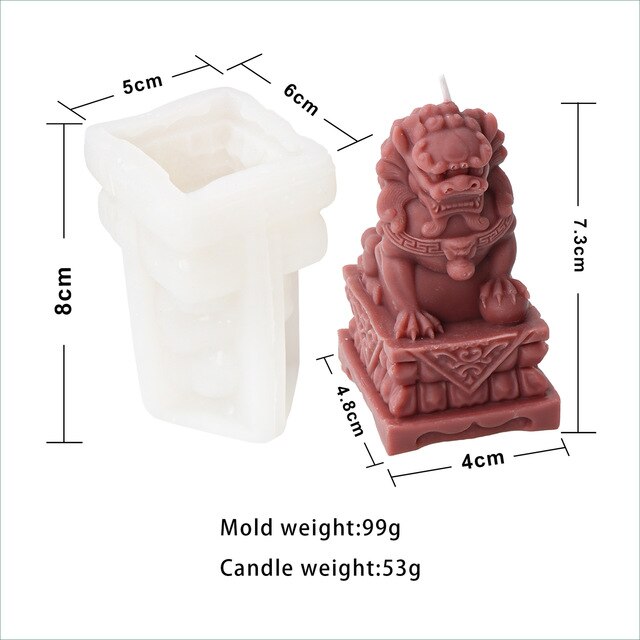 3D DIY Lovely Stone Lion Candle Silicone Mold Simulation Animal Lion Concrete Plaster Silicone Mold Home Decoration clay molds