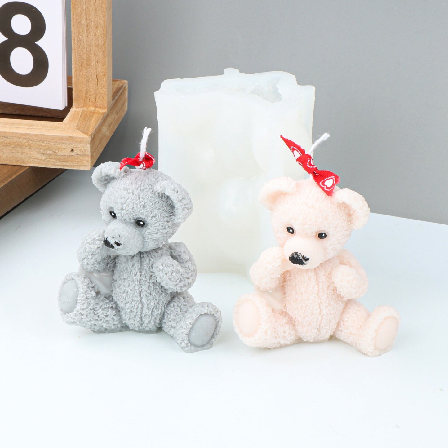 Large 3D Cute teddy animal bear candle silicone mold bear father mother cake chocolate silicone mold soap mold home decoration
