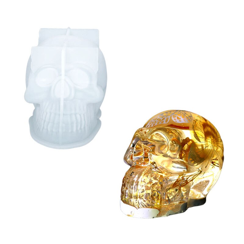3D Skeleton Head Silicone Candle Mould UV Molds Resin Jewelry DIY Mold Resin Mold Making Plaster Soap Halloween Decoration Aroma