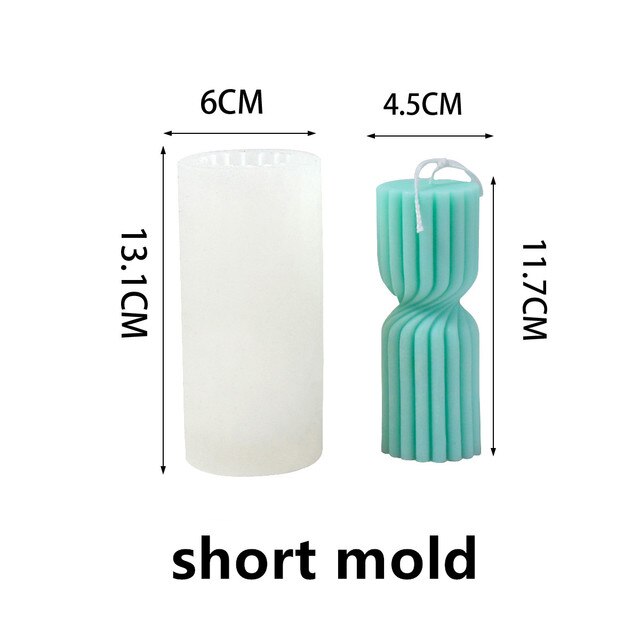 DIY New Cylindrical Tall Twirl Pillar Candle Mold Ribbed Aesthetic Twist Swirl Silicone Mould Geometric Striped Soy Wax Mold