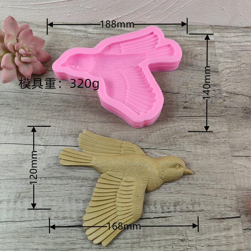 Lagre Bird epoxy resin silicone mold Bird pendant Cement concrete gypsum silicone mold Home decoration