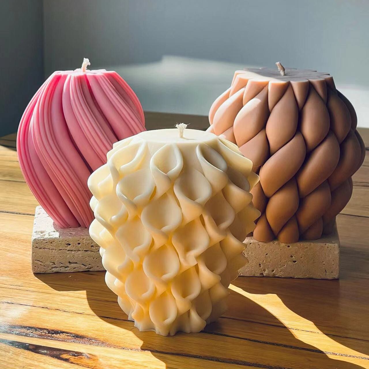 3D Several Wave Rotating Ball Silicone Candle Mold Geometric Irregular Art Ball Column Gypsum Epoxy Resin Ornament Silicon Molds