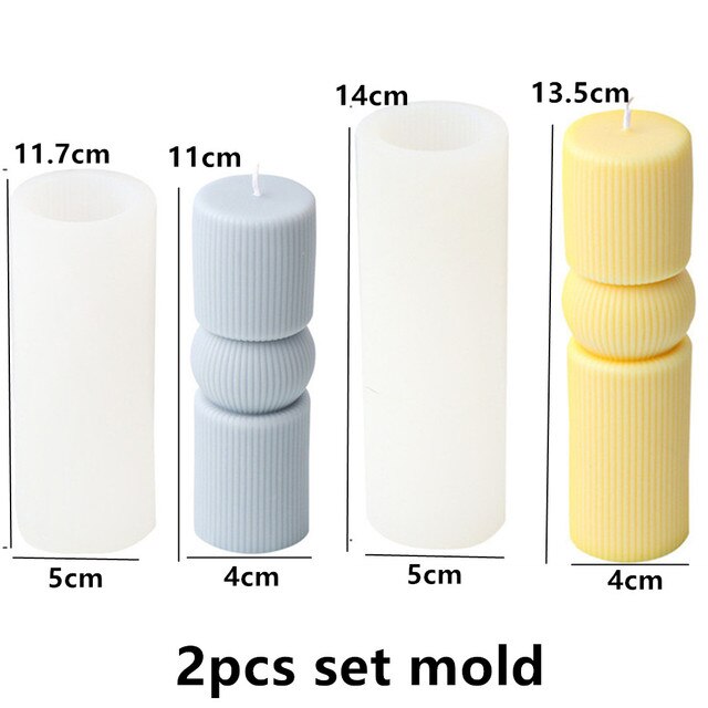 DIY New Cylindrical Tall Twirl Pillar Candle Mold Ribbed Aesthetic Twist Swirl Silicone Mould Geometric Striped Soy Wax Mold