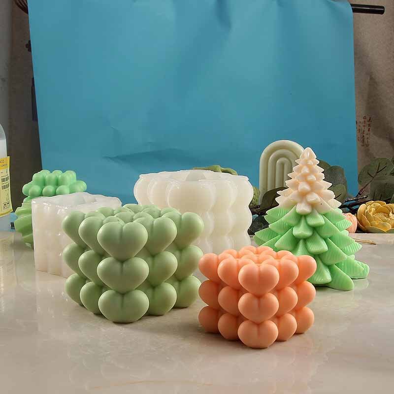 Love Silicone Candle Mold Heart shaped Rubik's Cube Candle Silicone Mold Home Decoration Cake Chocolate Silicone Mold clay molds