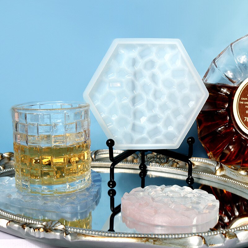 DIY Coaster Silicone Molds Crystal Epoxy Resin Mold AgatePlum Diamond Pattern Coaster Pendulum Home Decoration Cup Tray Jewelry