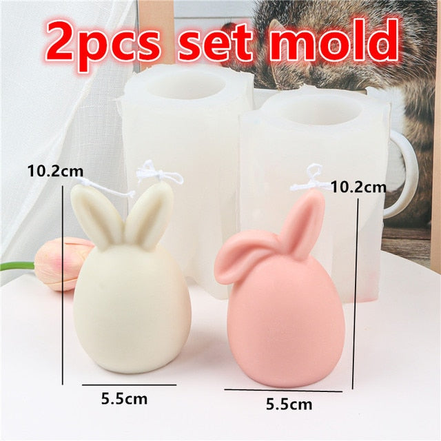 3D Egg Bunny Silicone Candle Mold Faceless Rabbit Head Aromatherapy Soap Plaster Resin Mould Candle Making Supplies Home Decor