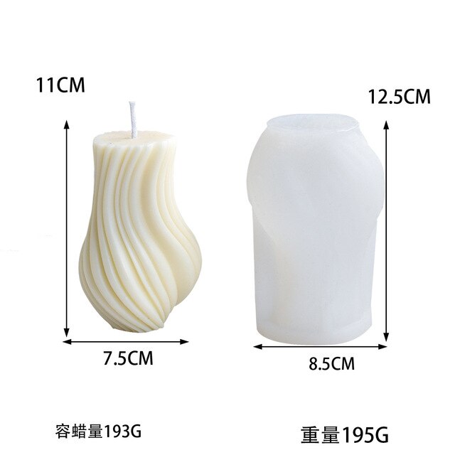 DIY Irregular geometric stripe wavy column candle silicone mold rotary stripe candle silicone mold home decoration clay mold