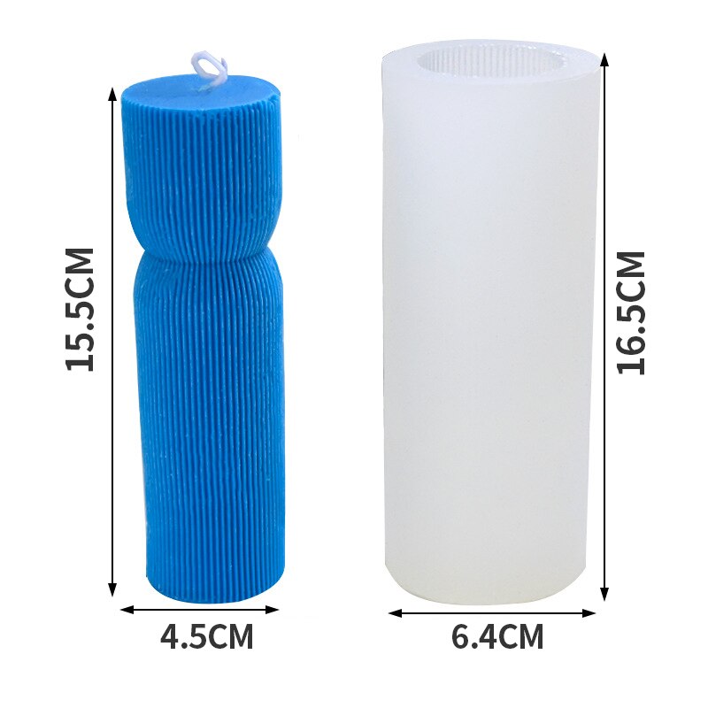 3D Cylindrical Stripe Silicone Candle Mold Fragrant Beautiful Geometric Diy Epoxy Resin Mold Home Decor Candle Making Kit Form