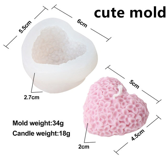 Love Flowers Candle Silicone Mold DIY Heart Candle Making Supplies Soap Epoxy Resin Chocolate Mold Gift Cake Decoration Craft