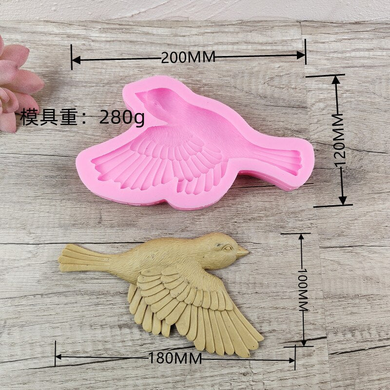 Lagre Bird epoxy resin silicone mold Bird pendant Cement concrete gypsum silicone mold Home decoration