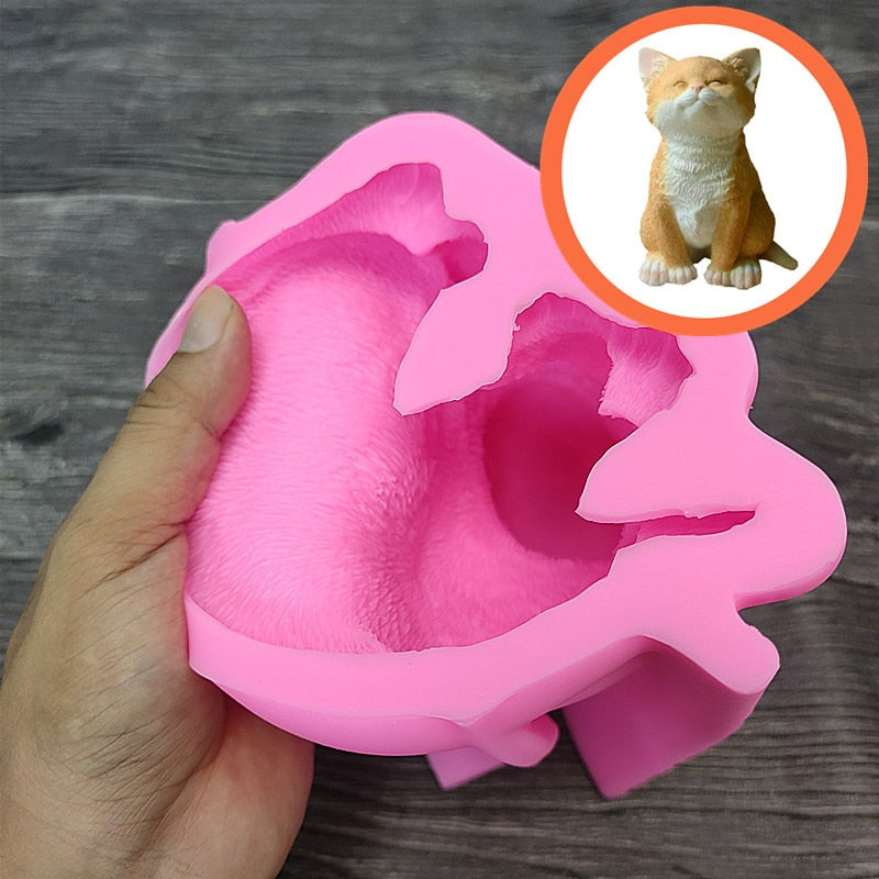 3D большая форма Свеча-кошка, животные, щенки Тедди, соевый воск, силиконовая форма, щенок, собака, любимый, домашний декор, рождественский по