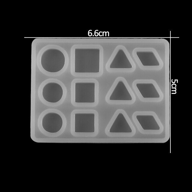 A variety of heart-shaped round oval rectangular silicone stud molds Mixed jewelry epoxy resin molds DIY jewelry making tools