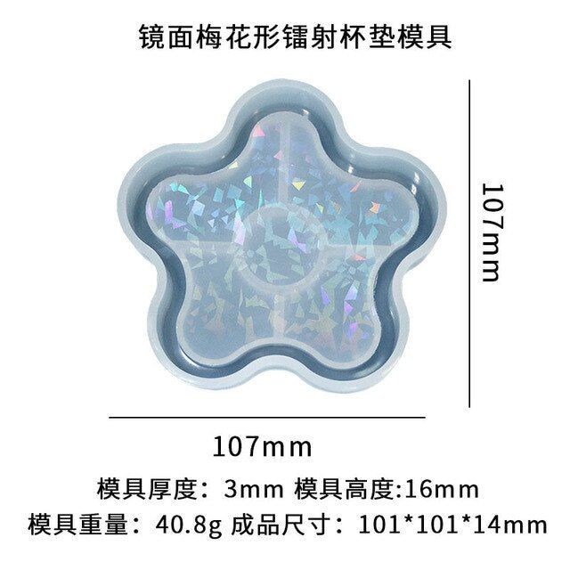 Holographic Light Shadow Coaster Silicone Mold DIY Handmade UV Epoxy Cup Pad Resin Storage Tray Making Supplies Epoxy Resin Mold