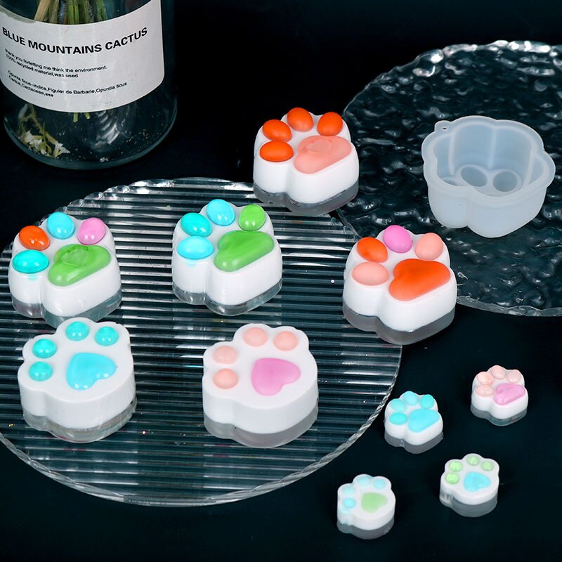 Mini Cat Paw Pendant Silicone Mold Keychain Pendants Epoxy Resin Molds for DIY Epoxy Resin Crafting Mould Jewelry Making Crasfs