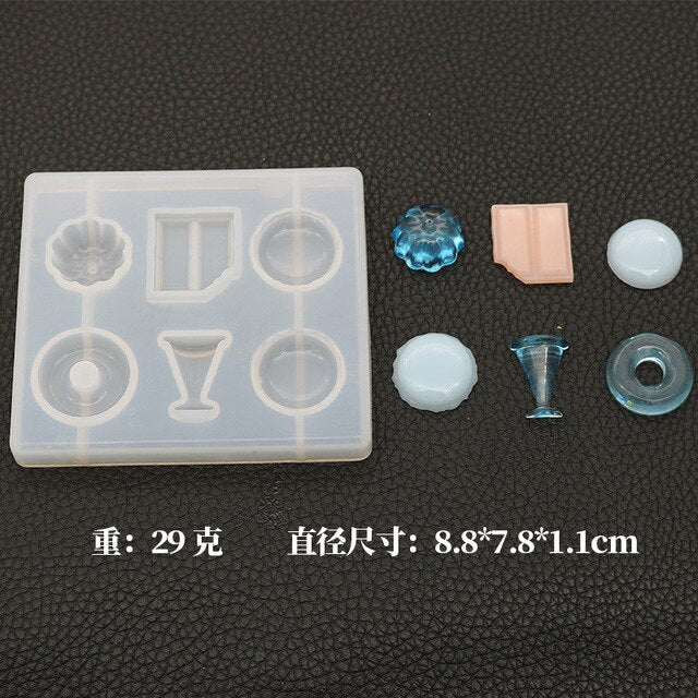 A variety of heart-shaped round oval rectangular silicone stud molds Mixed jewelry epoxy resin molds DIY jewelry making tools