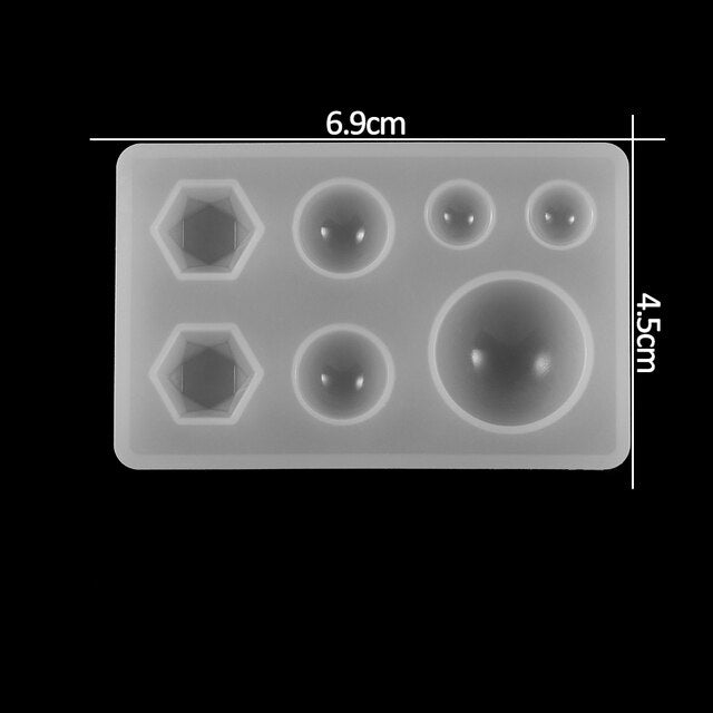 A variety of heart-shaped round oval rectangular silicone stud molds Mixed jewelry epoxy resin molds DIY jewelry making tools