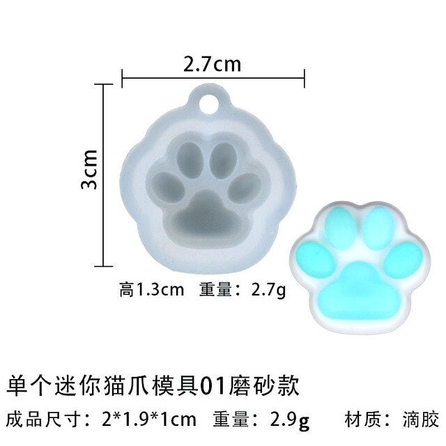 Mini Cat Paw Pendant Silicone Mold Keychain Pendants Epoxy Resin Molds for DIY Epoxy Resin Crafting Mould Jewelry Making Crasfs
