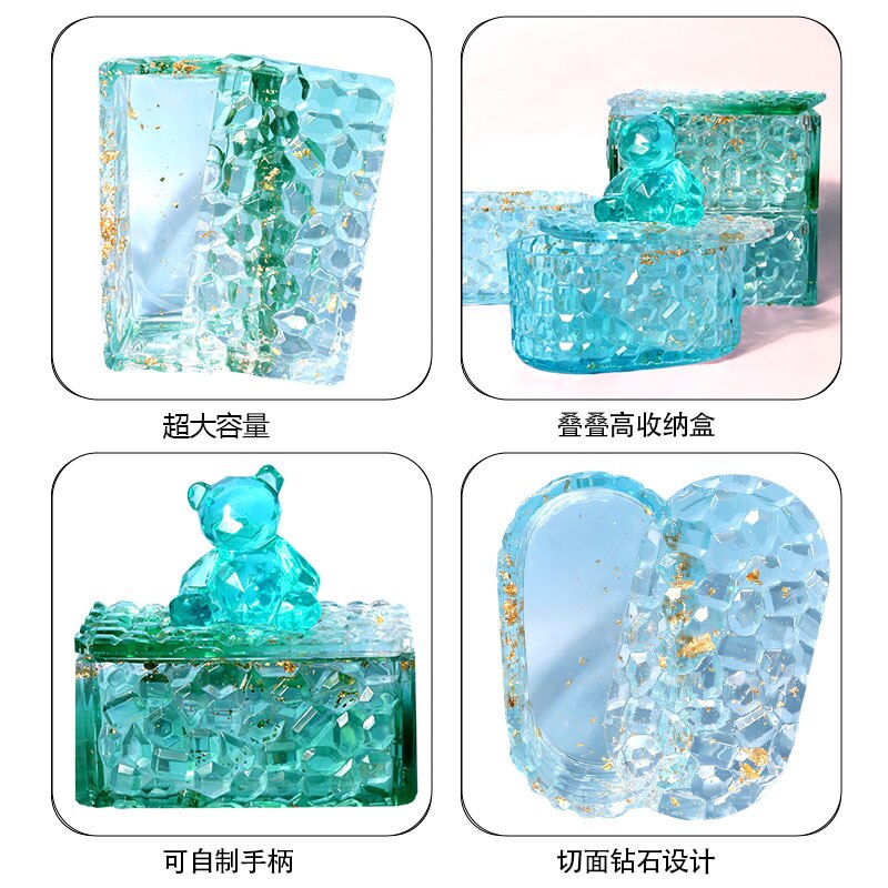 DIY Diamond Round Diamond Stacking High Storage Box Silicone Mold Candy Container Epoxy Resin Mold Liquid Release Jewelry Box