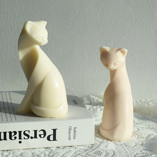 Large 15cm Cat Candle Mold Squatting Cat Shaped Gypsum Candle Silicone Mold Household Decor DIY Aromatic Candle Mold clay mold
