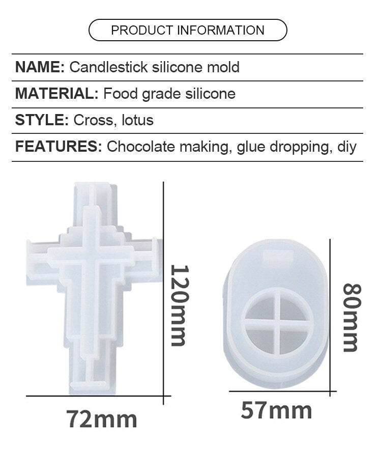 DIY Cross Candlestick Silicone Mold 3D Handmade Epoxy Resin Plaster Craft Candle Holder Casting Molds Xmas Gift Shape Home Decor
