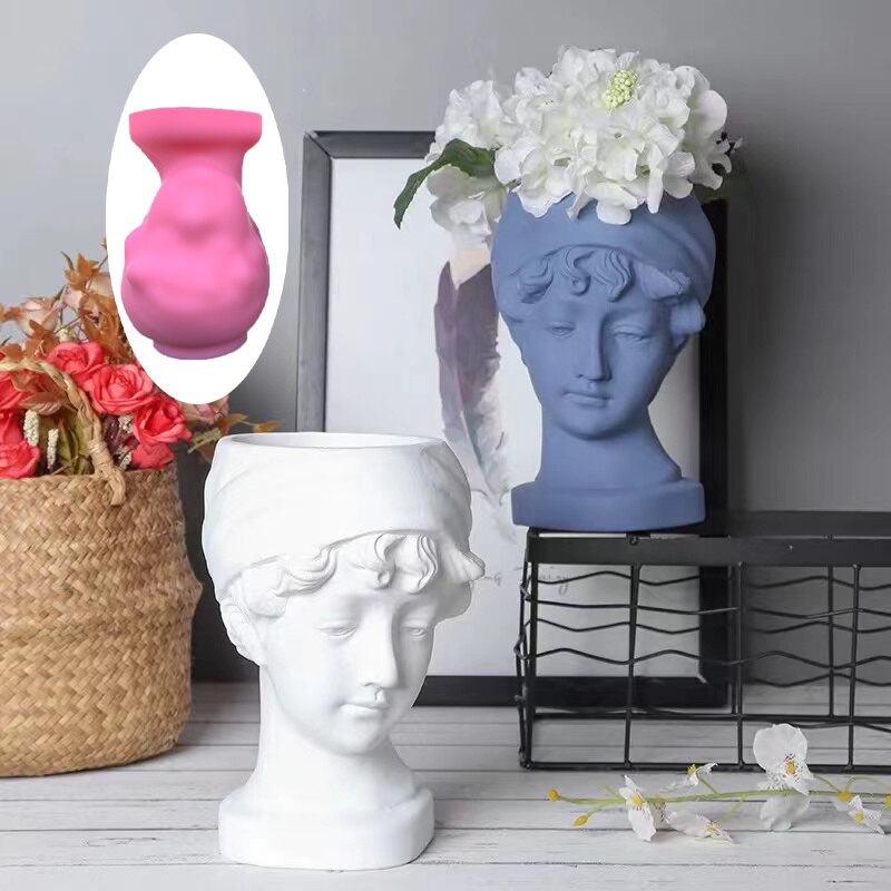 Large Roman girl Vase flowerpot silicone mold Greek goddess vase resin concrete silicone mold Succulents plant flower pot mold