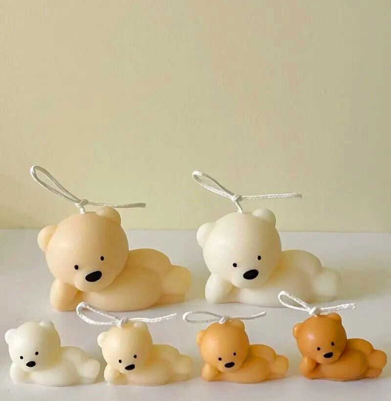 Cute Bear Mold Lazy Bear Shape 3D Silicone Mold Candle Mold for Candle Making DIY Soap Molds cake mold Side lying bear Cake Mold