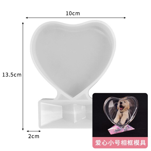 DIY Love Crystal Epoxy Resin Mold Rectangle Photo Frame with Base Silicone Mold Rectangle Photo Frame Crafts Jewelry Making