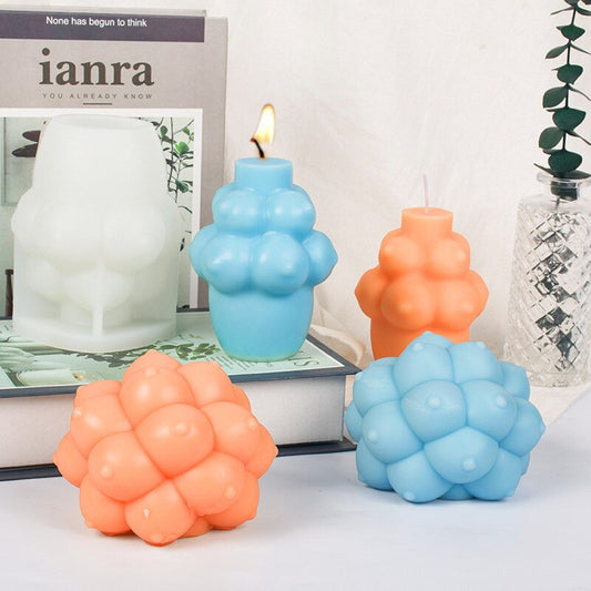 3D New round candle silicone mold wavy point round candle pillar irregular geometry silicone mold home decoration clay molds