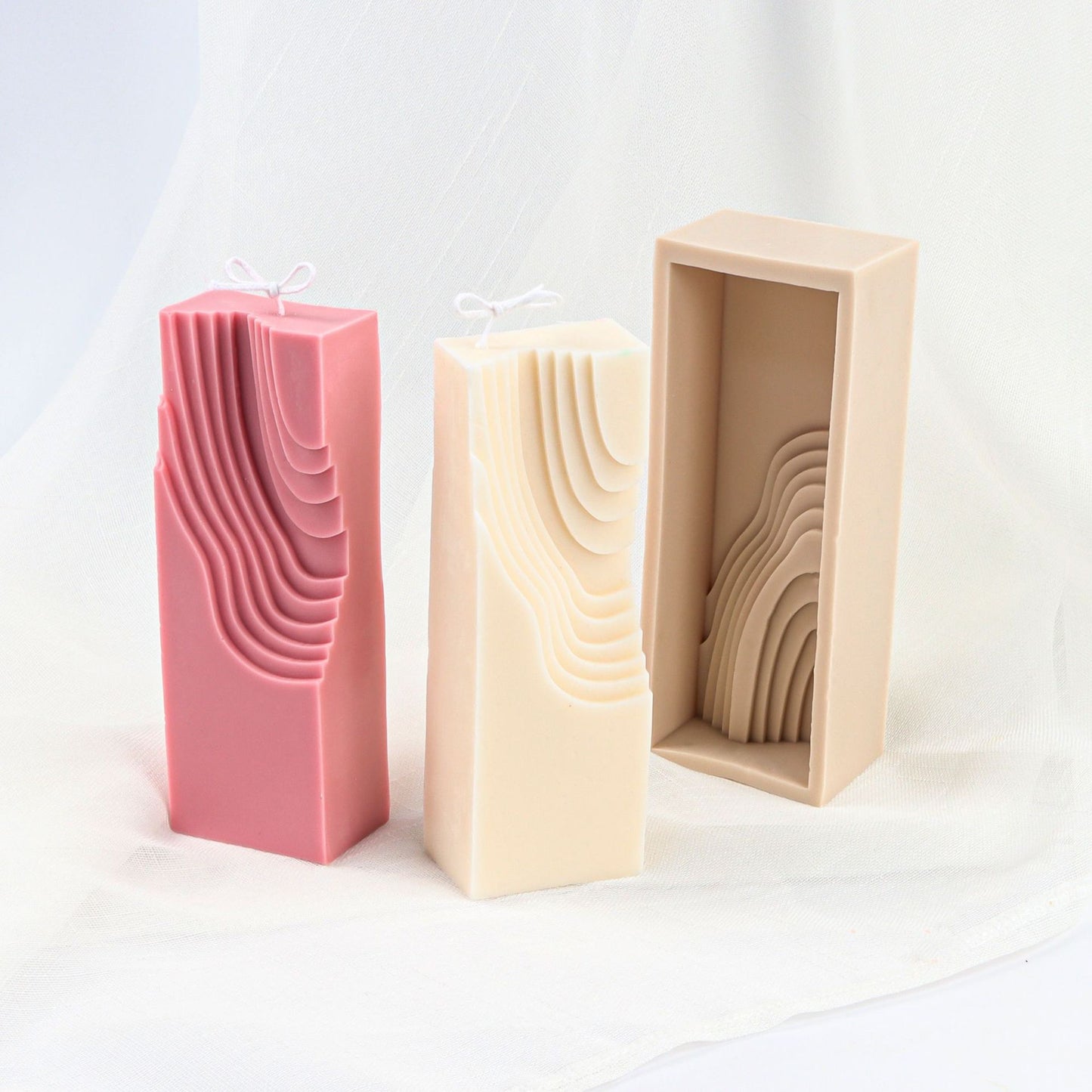 3d Stripe Cube Ripple Bowl Rectangle Candle Silicone Mold Diy Handmade Epoxy Resin Mold Ornament Candle Soap Making Home Decor