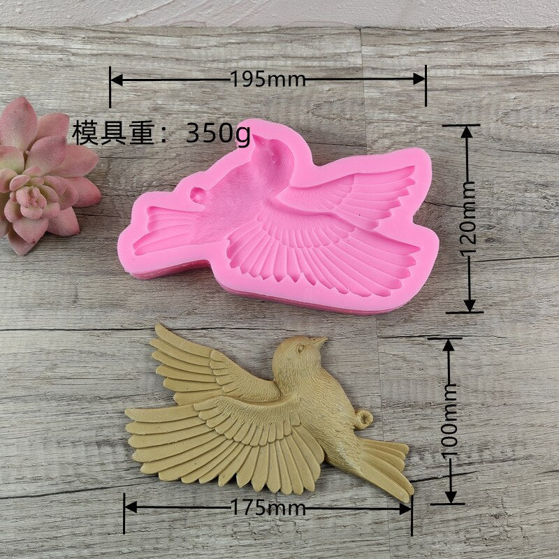 Lagre Bird epoxy resin silicone mold Bird pendant Cement concrete gypsum silicone mold Home decoration