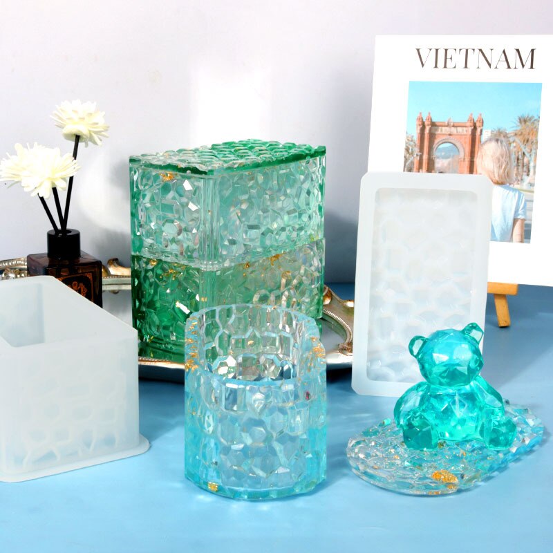 DIY Diamond Round Diamond Stacking High Storage Box Silicone Mold Candy Container Epoxy Resin Mold Liquid Release Jewelry Box