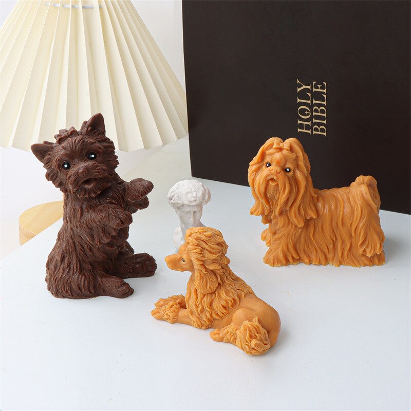 3D Cute Shapi Dog Animal Candle Silicone Mold Teddy Dog Candle Silicone Mold Lovely Cat Cake Chocolate Silicone Mold clay molds