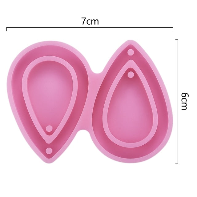 Resin Jewelry Molds Earring Pendant Silicone Molds Tear Drop Hoop Shape Hollow Out Earrings Epoxy Casting Mold For Key Chains