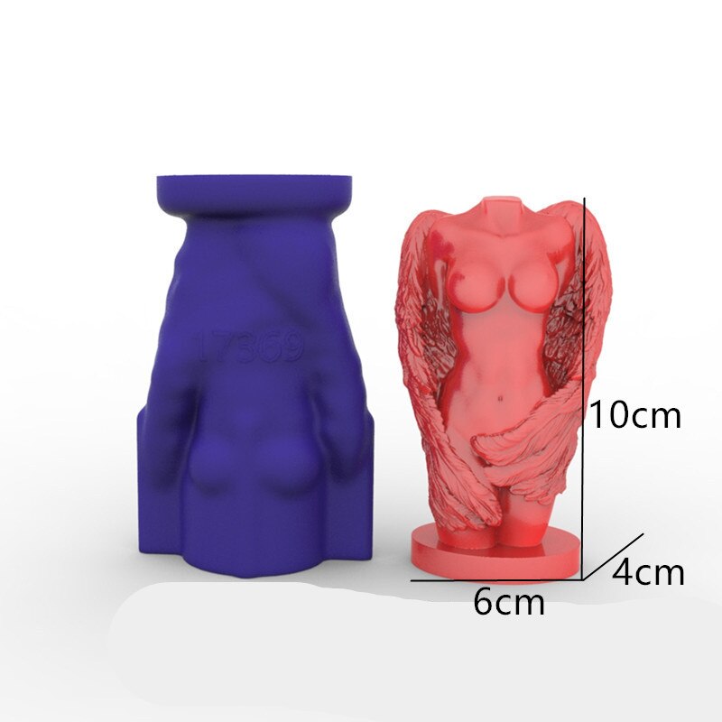 DIY Wing Goddess Female Body Wax Candle Mold Wing Angel Women Human Goddess Body Silicone Mold Home Decoration Gypsum Mold