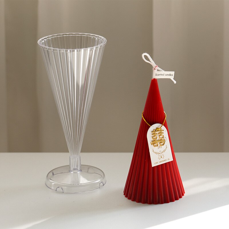 Large Rack fine tooth stripe conical candle plastic mold round tip stripe cylindrical candle acrylic mold home decor
