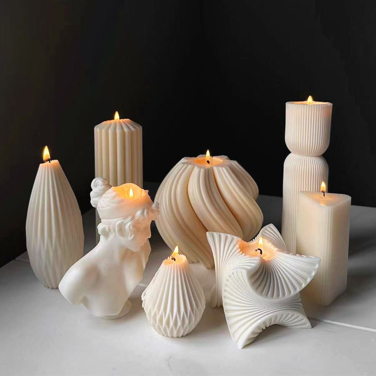 Pillar Swirl Candle Molds Wave Twirl Taper Spiral Silicone Mould Geometric Abstract Decorative Wavy Soy Wax Mold Acrylic mold