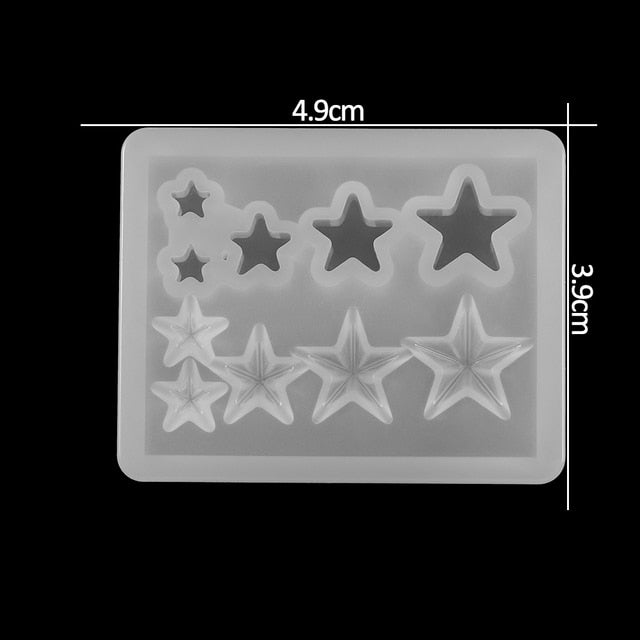 A variety of heart-shaped round oval rectangular silicone stud molds Mixed jewelry epoxy resin molds DIY jewelry making tools